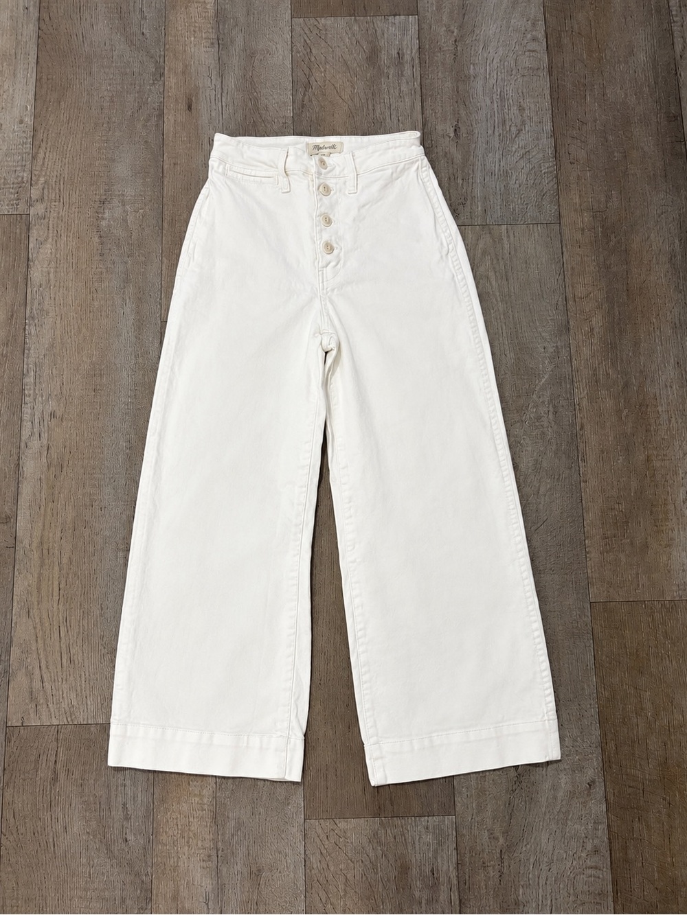 Madewell White High-Waist Wide-Leg Pants Size 25 Neutral Minimalist Denim